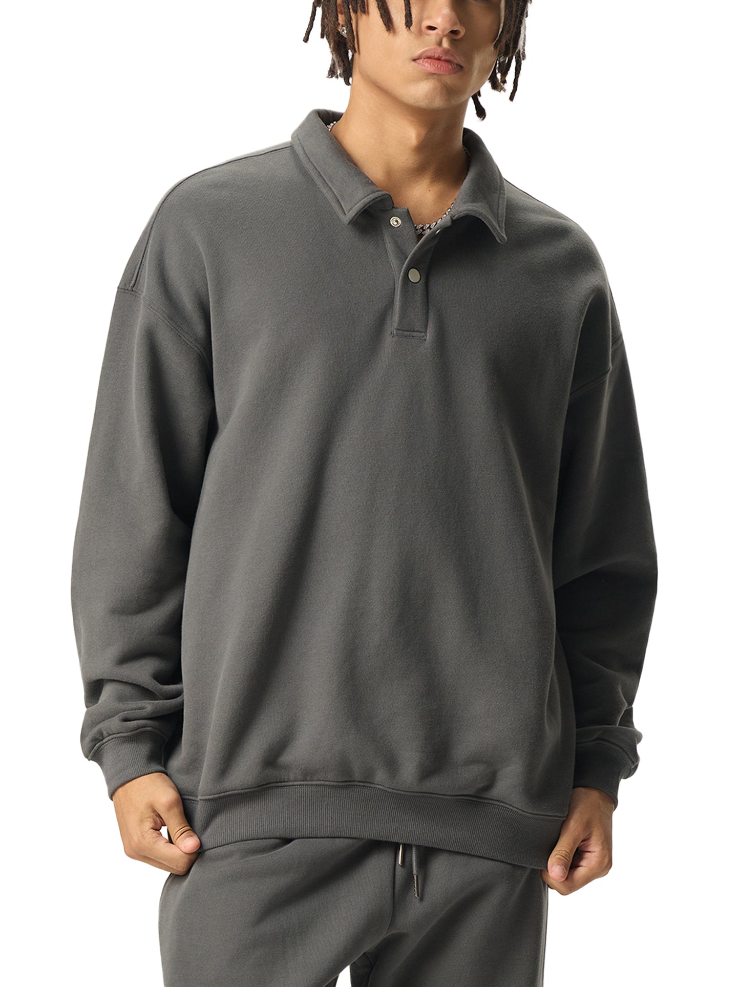 "SAVED" Heavyweight Polo-Collar Sweatshirt